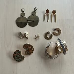Lot of 7 Pairs Gold and Silver Earrings Anthropologie Madewell